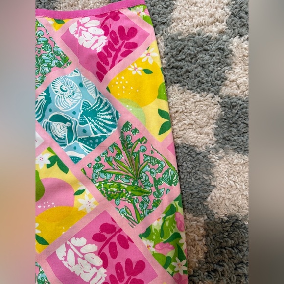 LILLY PULITZER 90s/Y2K Pink Tile Patch Vintage Skirt Alligator Lemon Seashell 2 - Picture 5 of 14